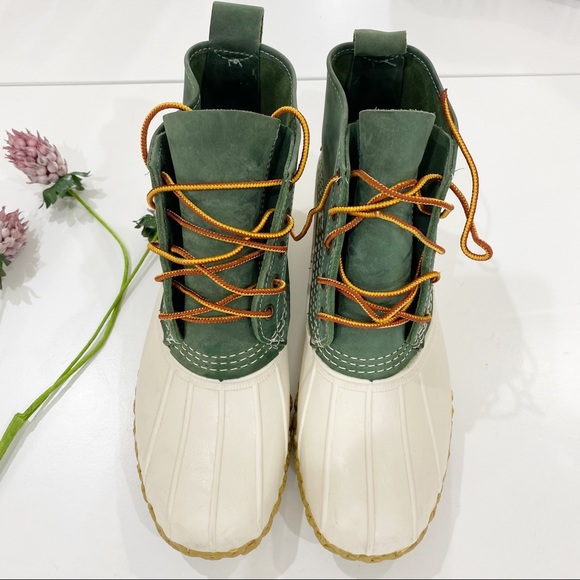 L.L. BEAN Sold-Out Small Batch 6-inch Green/White Bean Boots Size 10 - Picture 3 of 10